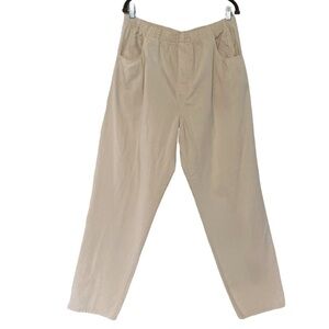 😍2/$20 Vintage St. Michael Plus Sz 16 Cotton Pull On Ivory Pleated Trousers